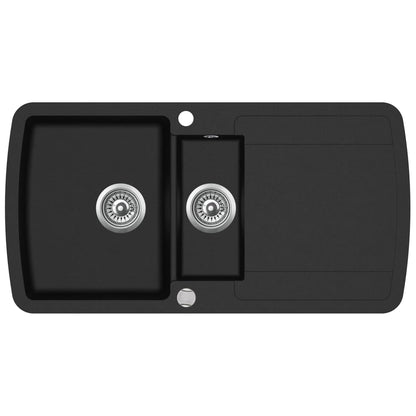 NNEVL Granite Kitchen Sink Double Basin Black