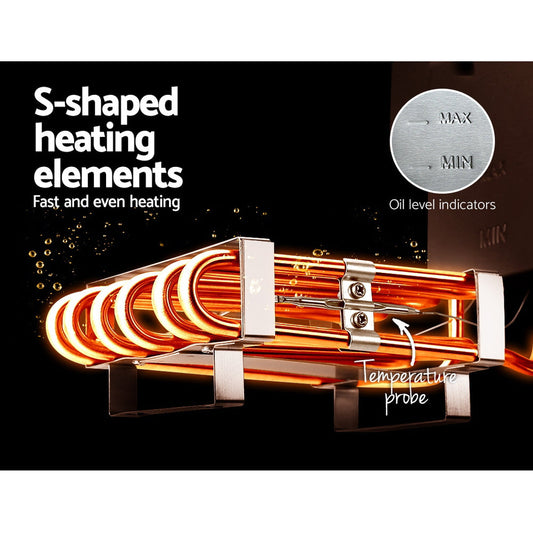 NNEDSZ Devanti 20L Electric Commercial Deep Fryer Double Baskets Oil Taps 6000W