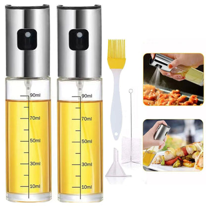 Stainless Steel Oil Spray Bottle Set with Brush and Funnel
