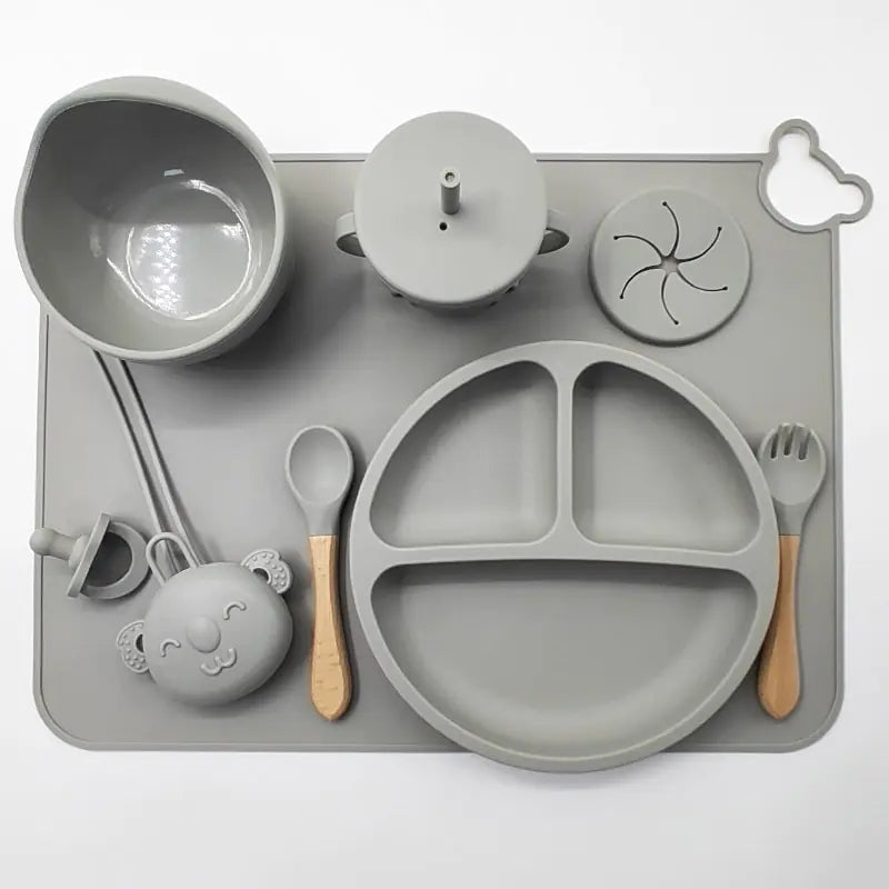 Silicone Baby Feeding Set with Mat and Utensils