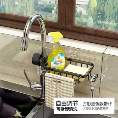 Space Aluminum Sink Sponge Rack with No Drill Design