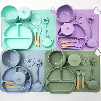 Silicone Baby Feeding Set with Mat and Utensils