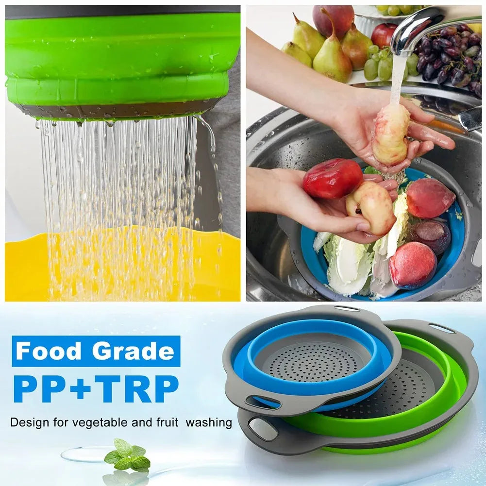 Collapsible Silicone Strainer - Foldable Kitchen Colander