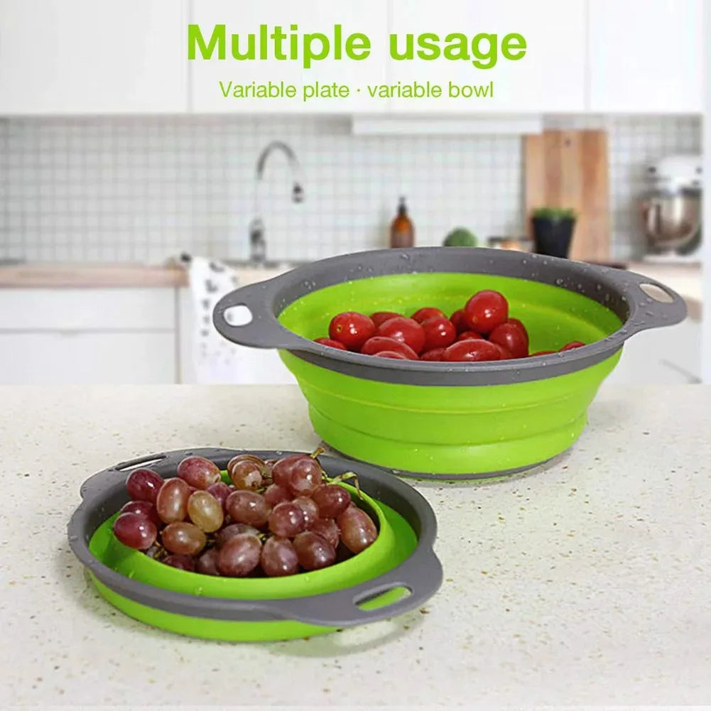 Collapsible Silicone Strainer - Foldable Kitchen Colander