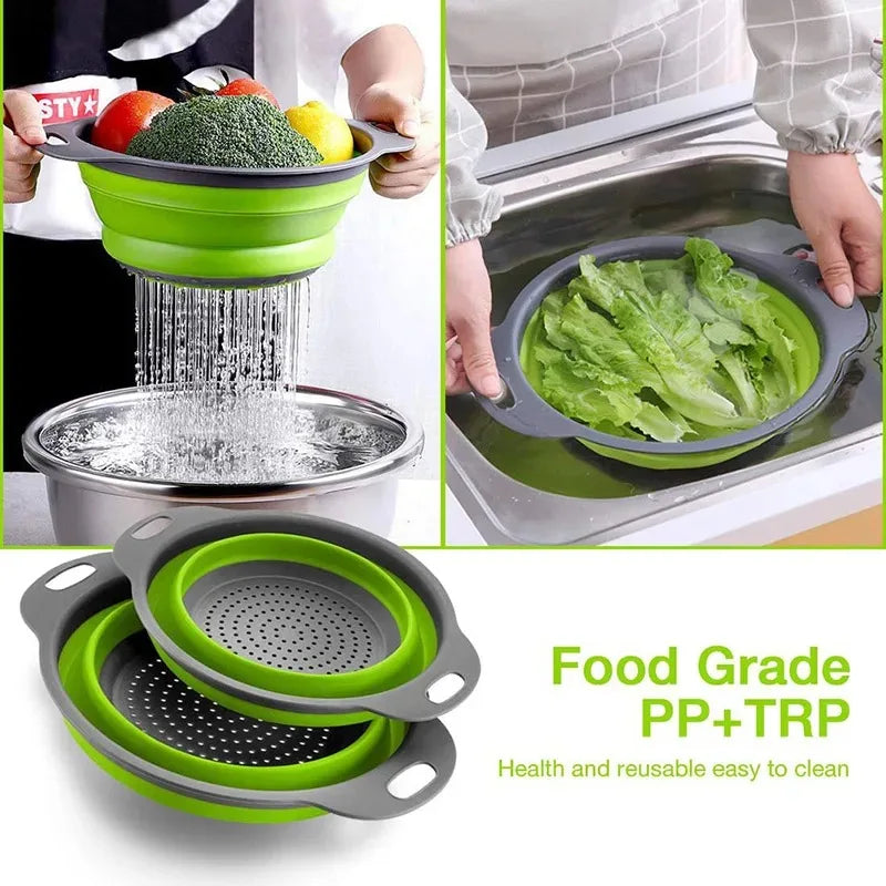 Collapsible Silicone Strainer - Foldable Kitchen Colander