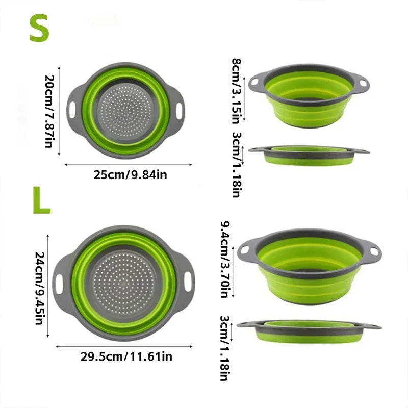 Collapsible Silicone Strainer - Foldable Kitchen Colander
