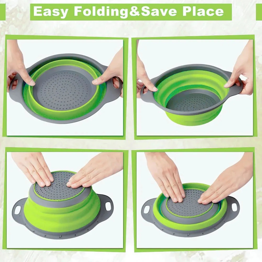 Collapsible Silicone Strainer - Foldable Kitchen Colander