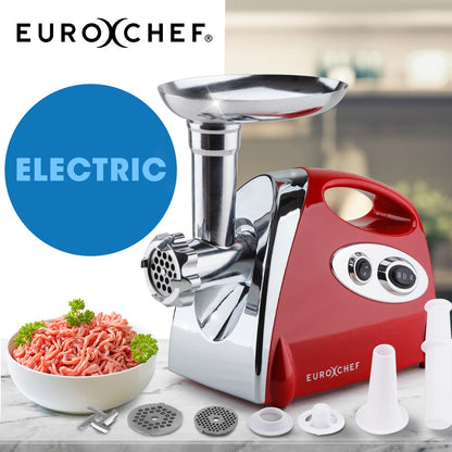 NNEDSZ EUROCHEF Electric Meat Grinder, Stainless Steel Mincer Sausage Filler Kibbe Maker, Red