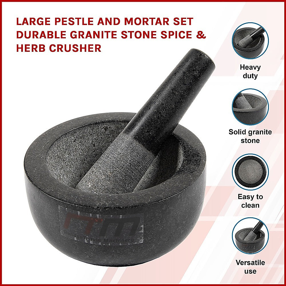 NNEDSZ Large Pestle and Mortar Set Durable Granite Stone Spice & Herb Crusher