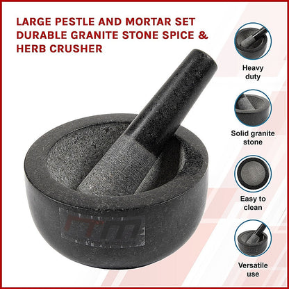 NNEDSZ Large Pestle and Mortar Set Durable Granite Stone Spice & Herb Crusher