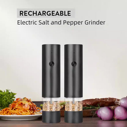 NNEDSZ Rechargeable Electric Salt and Pepper Grinder Set (Includes Two Grinders) - Adjustable Ceramic Grinding Core with USB Charging
