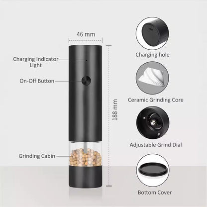 NNEDSZ Rechargeable Electric Salt and Pepper Grinder Set (Includes Two Grinders) - Adjustable Ceramic Grinding Core with USB Charging