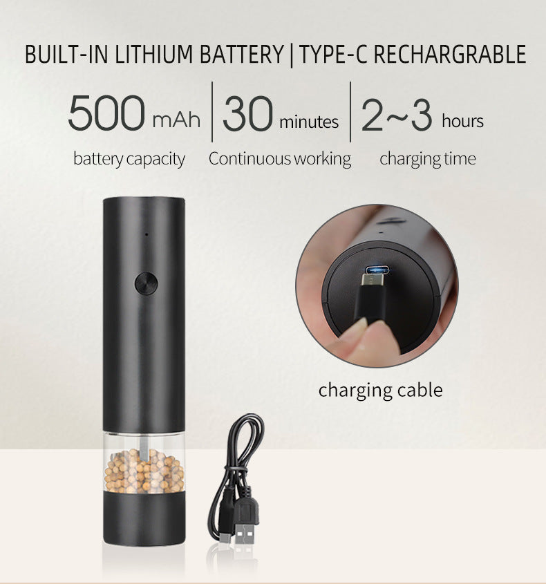 NNEDSZ Rechargeable Electric Salt and Pepper Grinder Set (Includes Two Grinders) - Adjustable Ceramic Grinding Core with USB Charging