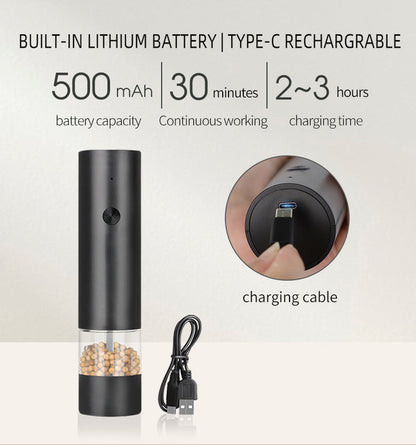 NNEDSZ Rechargeable Electric Salt and Pepper Grinder Set (Includes Two Grinders) - Adjustable Ceramic Grinding Core with USB Charging