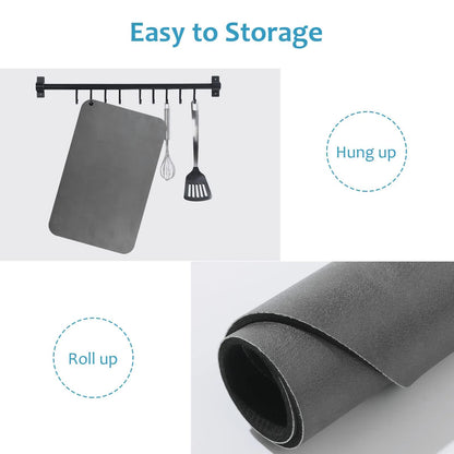 NNEDSZ Grey Waterproof Quick-Dry Kitchen Mat - Non-Slip Rubber Base, Absorbent Technology Fabric, 4mm Thick