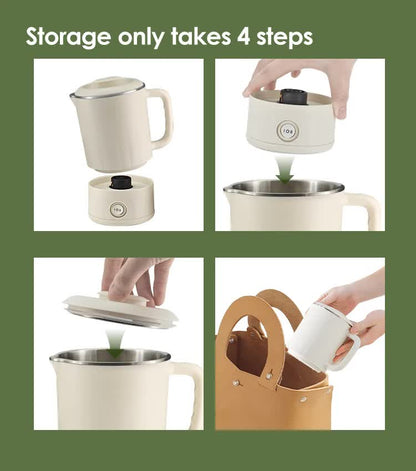 NNEDSZ White Portable Foldable Travel Electric Kettle - 304 Stainless Steel Electric Water Boiler