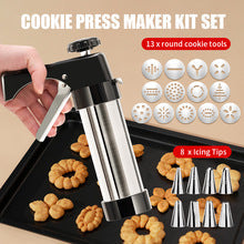 NNEDSZ Complete Cookie Press Maker Kit Set - 13 Cookie Tools & 8 Icing Tips for Perfect Baking