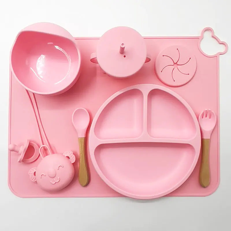 Silicone Baby Feeding Set with Mat and Utensils