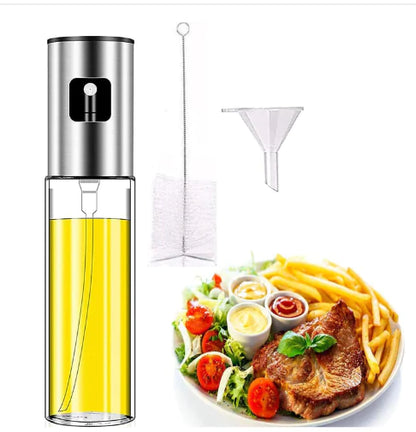Stainless Steel Oil Spray Bottle Set with Brush and Funnel