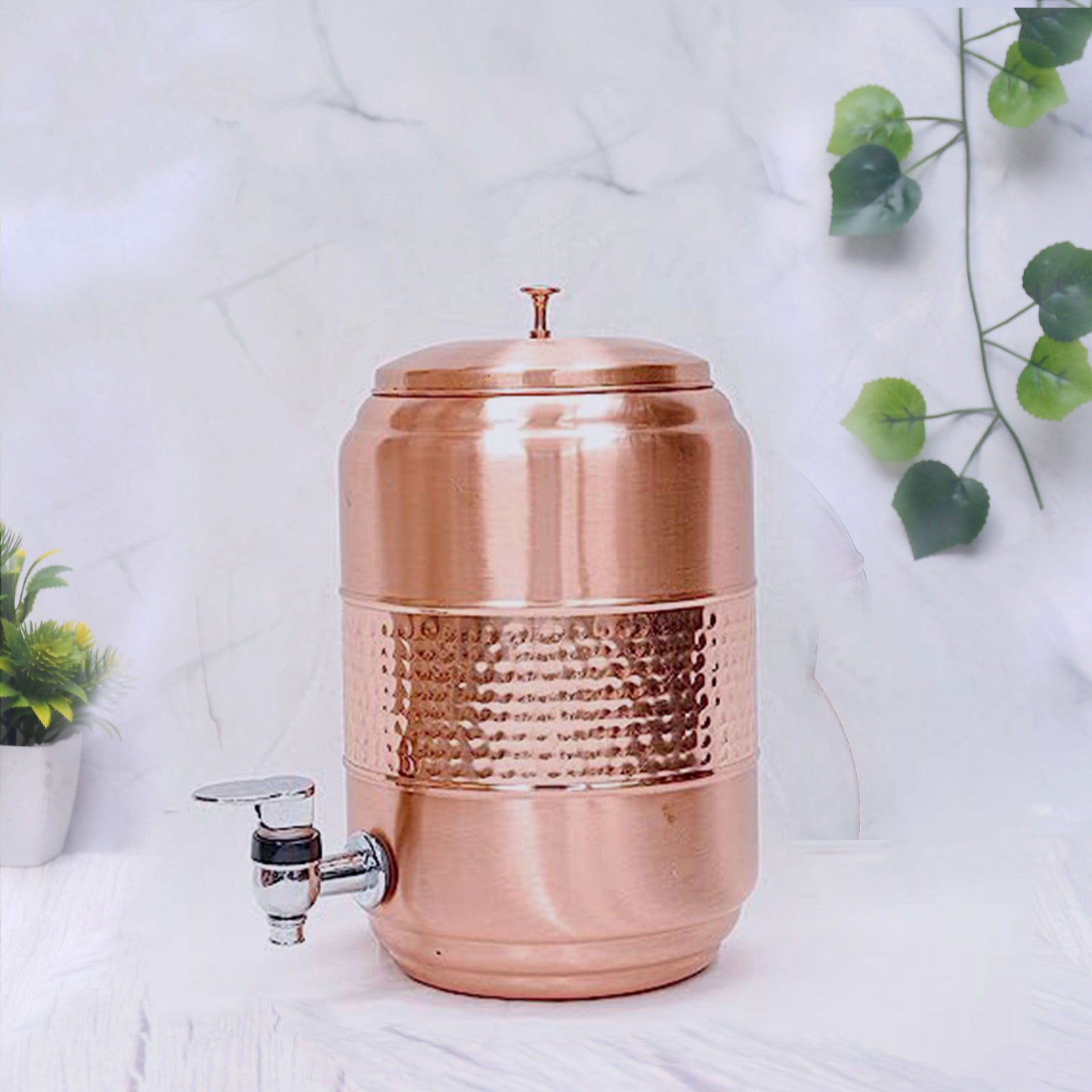 Pure Copper 5 Litre Half Hammered Water Dispenser (Matka) 5000ML