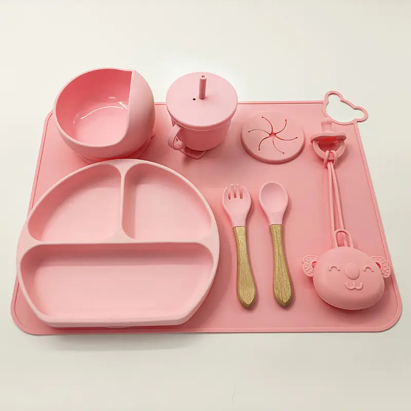 Silicone Baby Feeding Set with Mat and Utensils