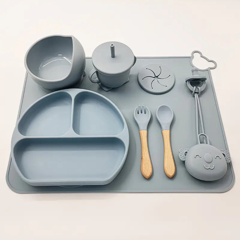 Silicone Baby Feeding Set with Mat and Utensils