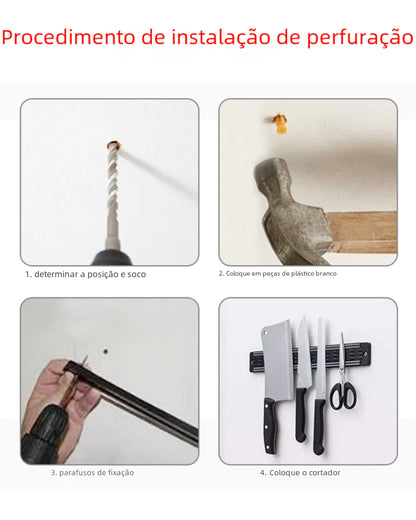 Magnetic Knife Rack Wall-Mounted Kitchen Organizer