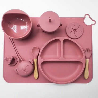 Silicone Baby Feeding Set with Mat and Utensils