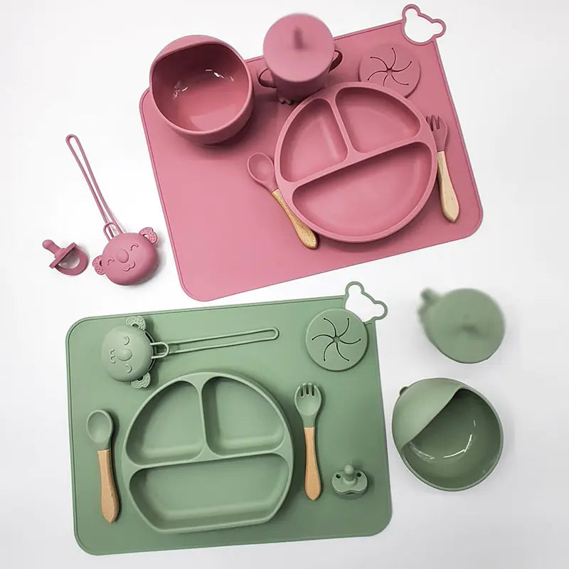 Silicone Baby Feeding Set with Mat and Utensils