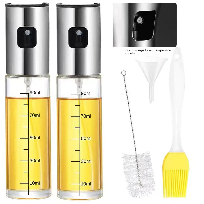 Stainless Steel Oil Spray Bottle Set with Brush and Funnel
