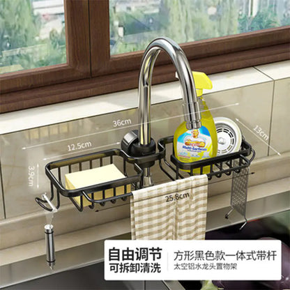 Space Aluminum Sink Sponge Rack with No Drill Design